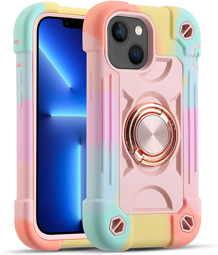 色彩繽紛的iPhone 11手機殼，附有指環扣 壁紙