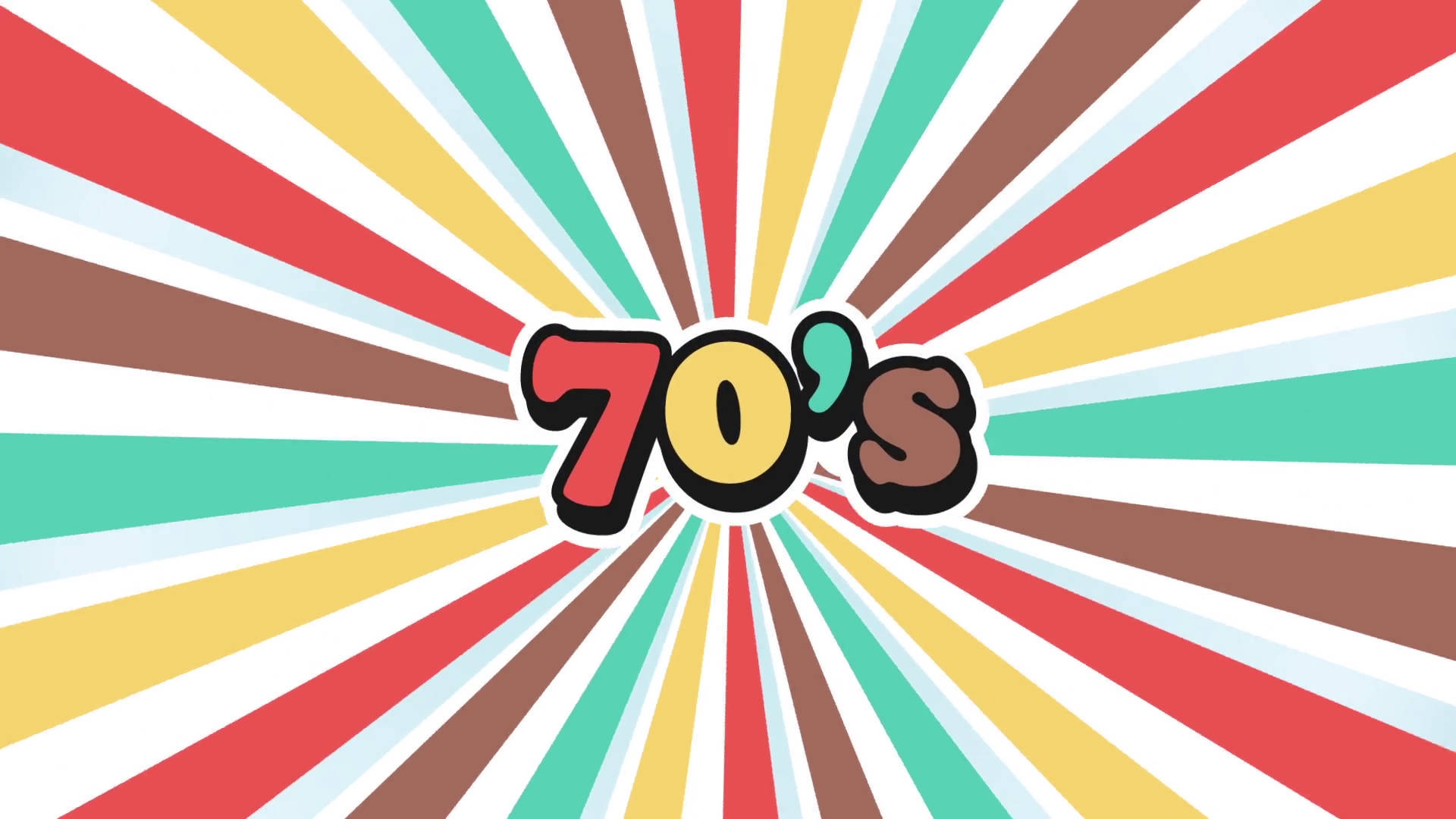 色彩繽紛嘅太陽光背景上嘅大膽70年代文字