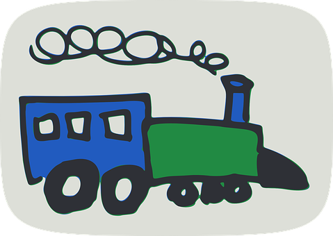孩子們用彩色筆畫出火車的童真畫作