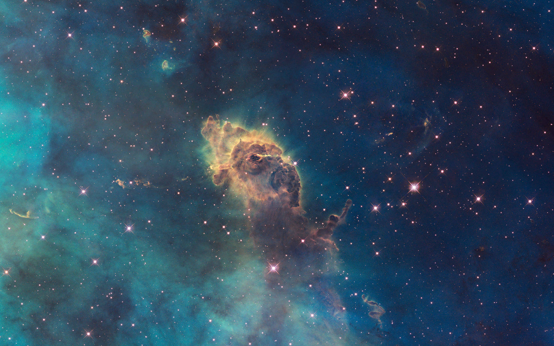 深空中發光的星雲與星星