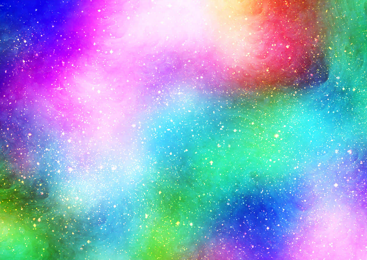 色彩繽紛的美麗星系 壁紙 — 充滿活力的宇宙星雲以彩虹色調旋轉，閃爍的星星散落在夢幻般的星系中。