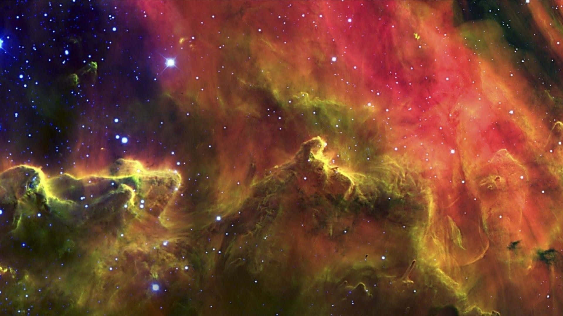 充滿活力的宇宙星雲，在深空中擁有發光雲團和明亮恆星。