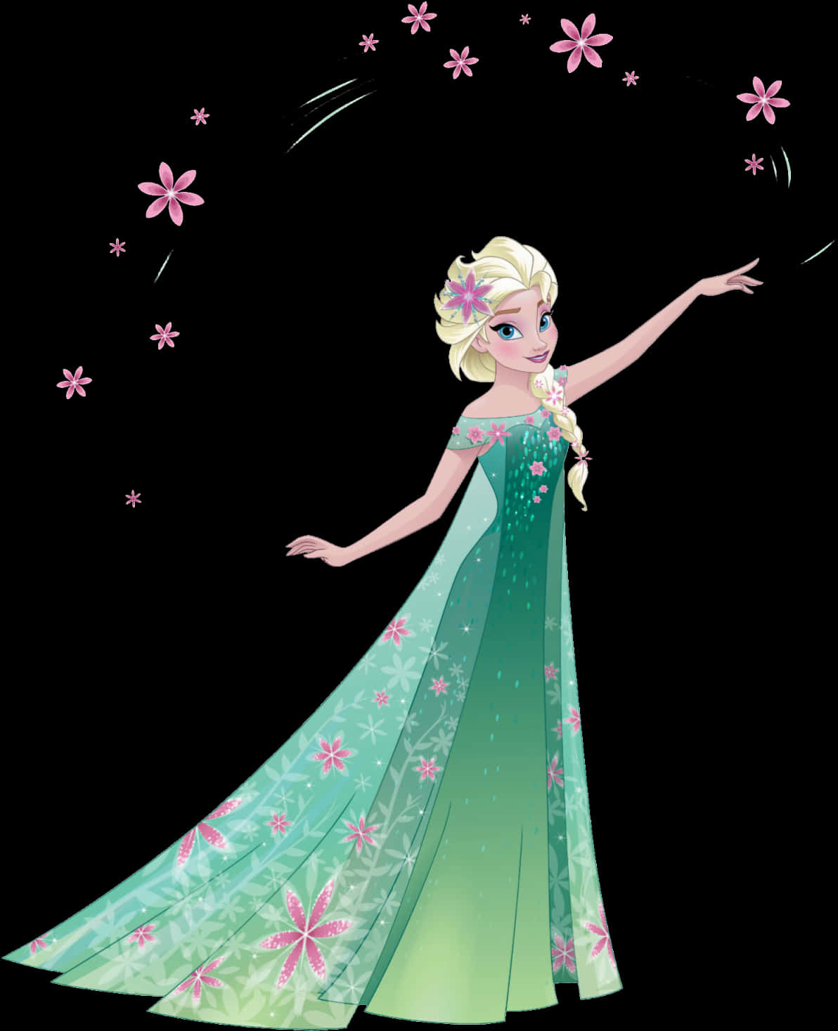 艾莎花卉禮服插畫 壁紙