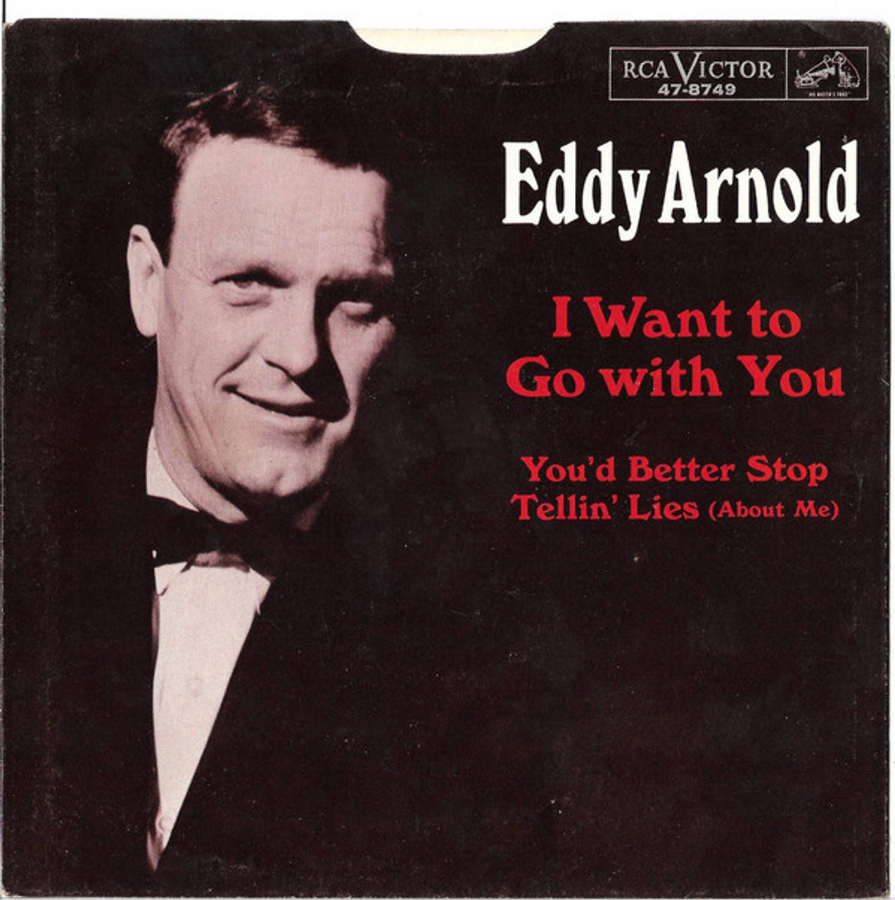 Eddy Arnold 身穿燕尾服，出現在復古 RCA 唱片專輯封面上，帶有紅色歌曲標題。