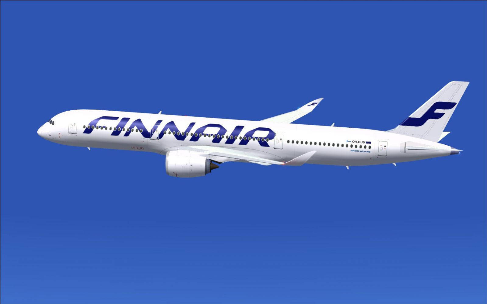芬蘭航空飛機在藍天中飛行