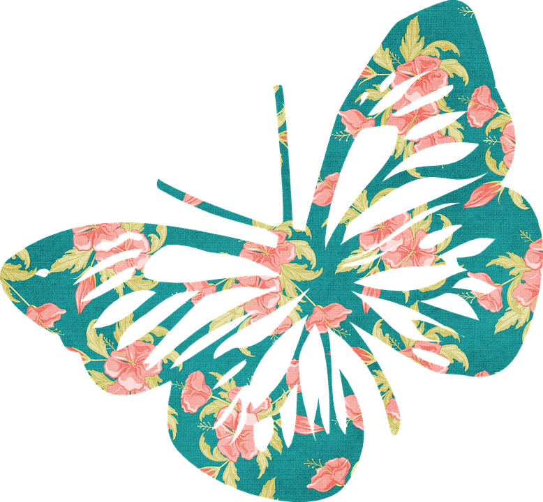 花卉圖案蝴蝶插圖 壁紙