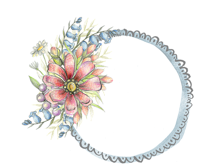 花卉新月插畫 壁紙