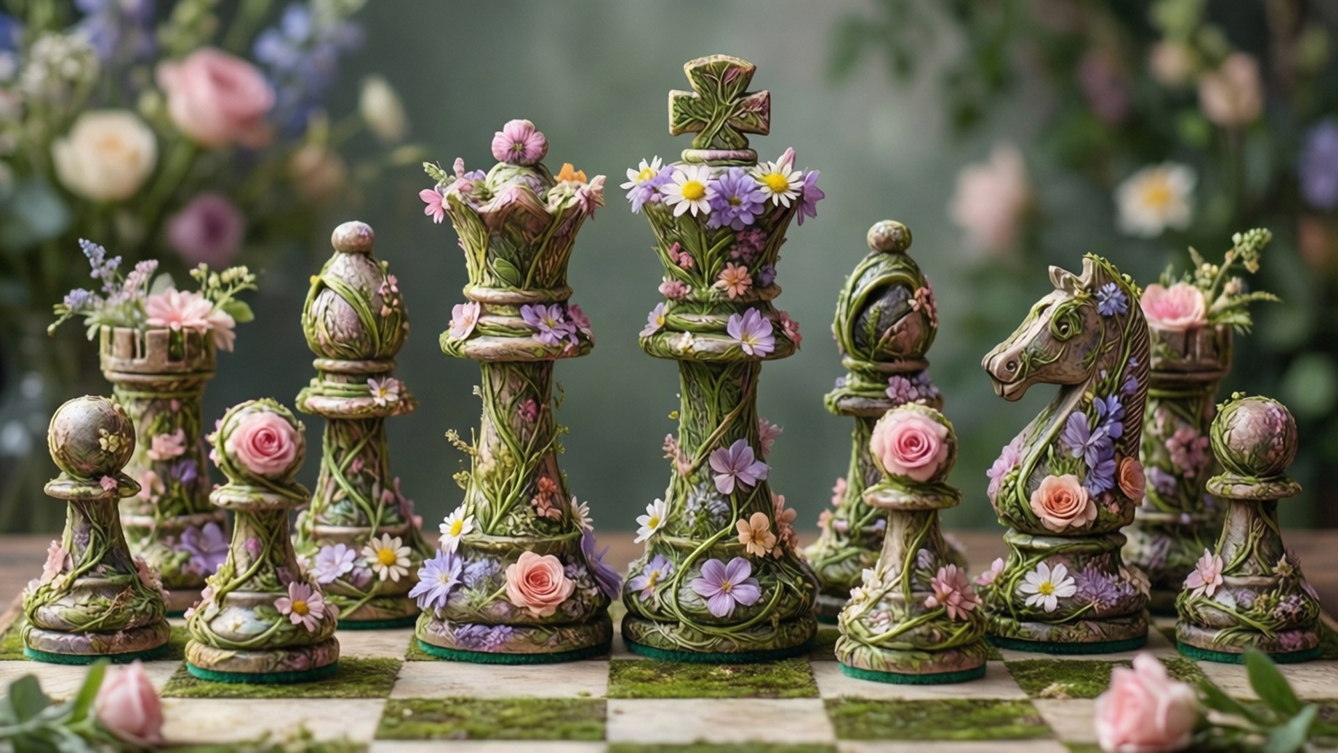 花卉棋局 壁紙