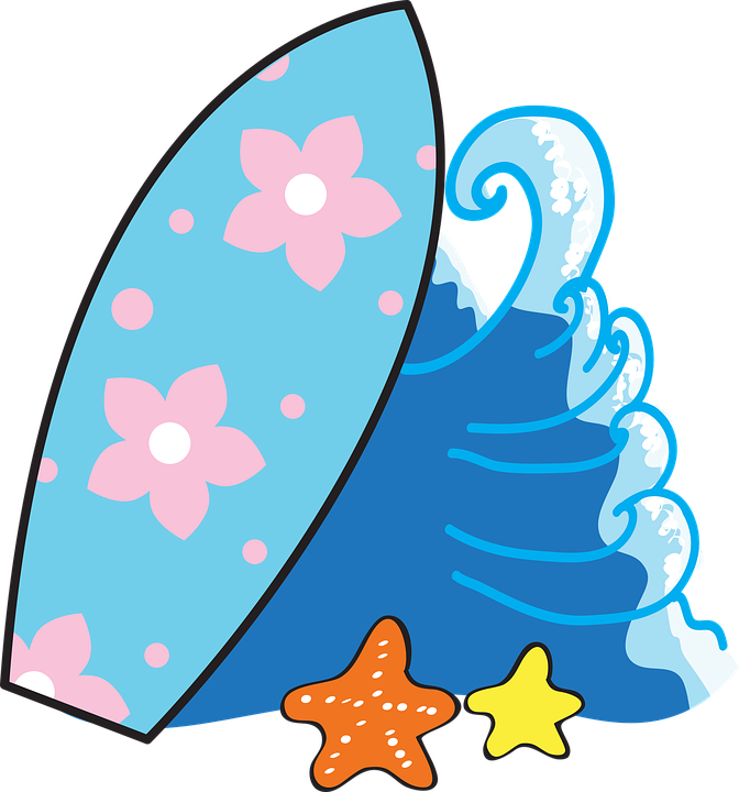 花卉衝浪板與海浪 壁紙