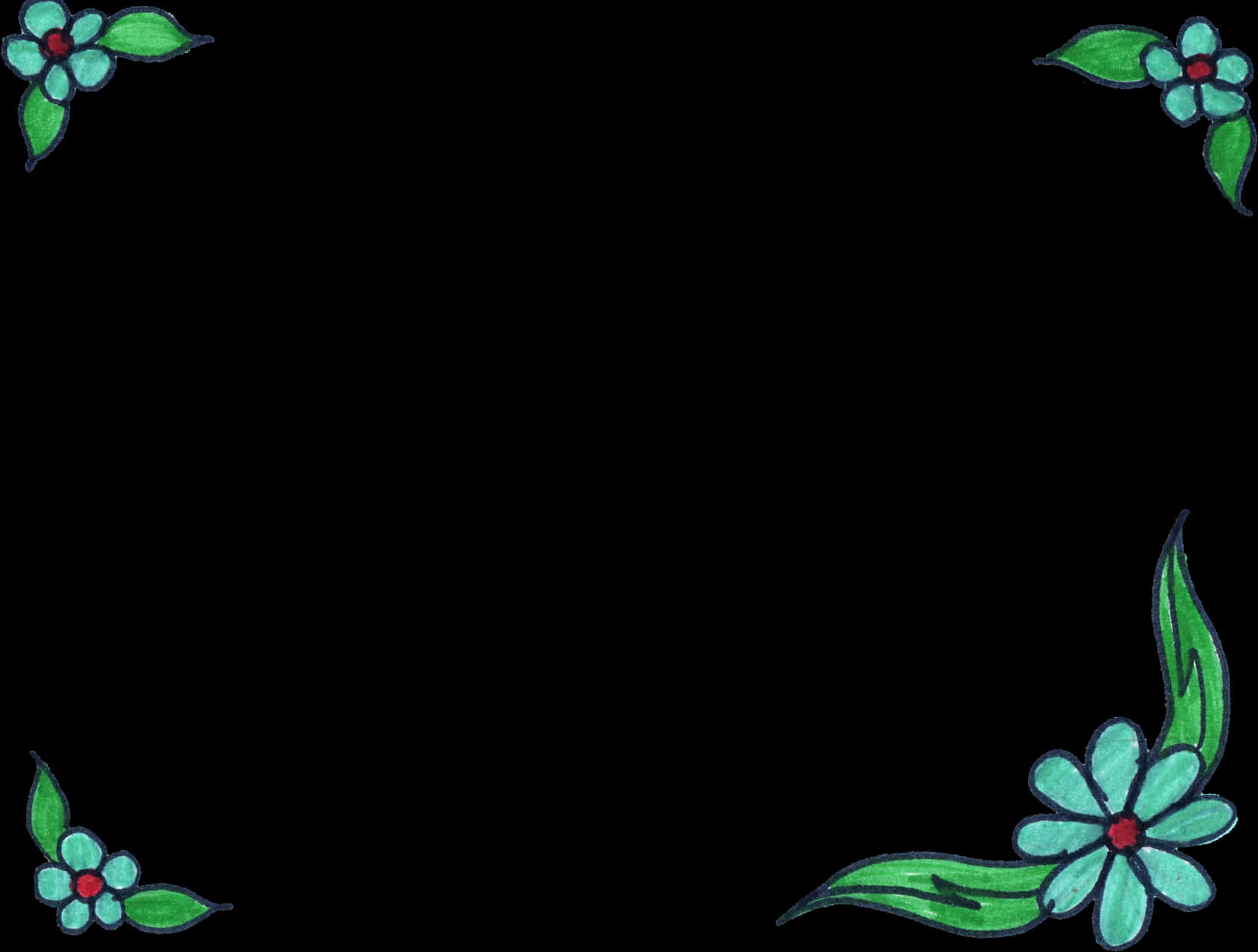 花卉邊框角落設計 壁紙
