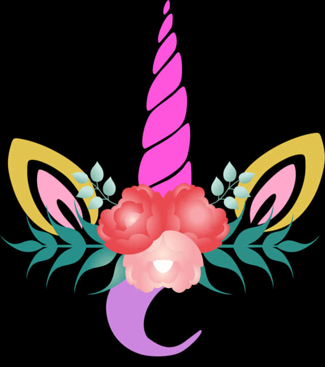 花朵獨角獸圖案 壁紙