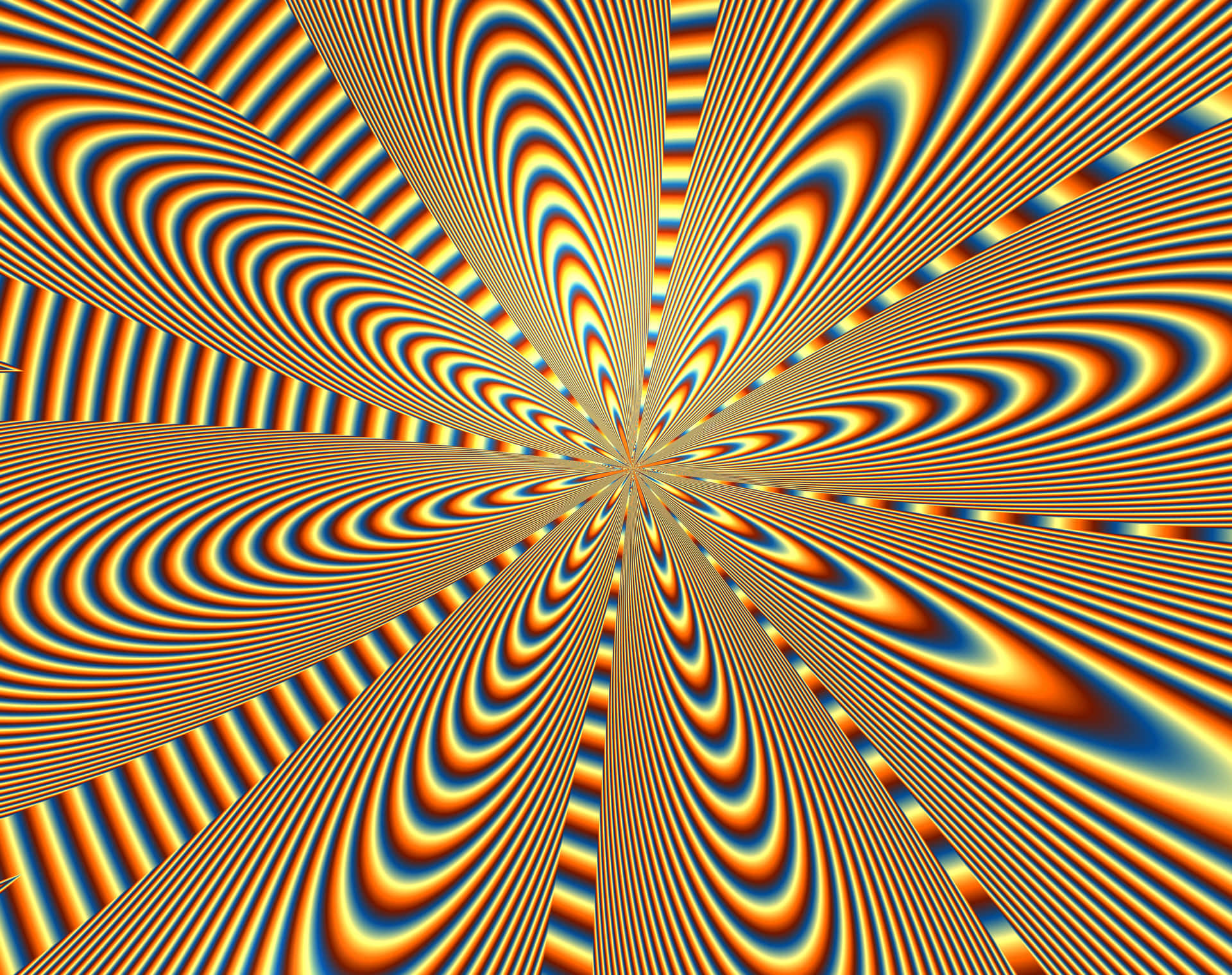 催眠般的抽象圖案，由旋轉的彩色條紋匯聚於中心。