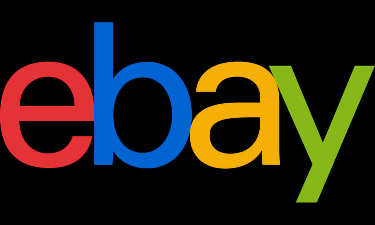 在黑色背景上有多色字母的eBay標誌。