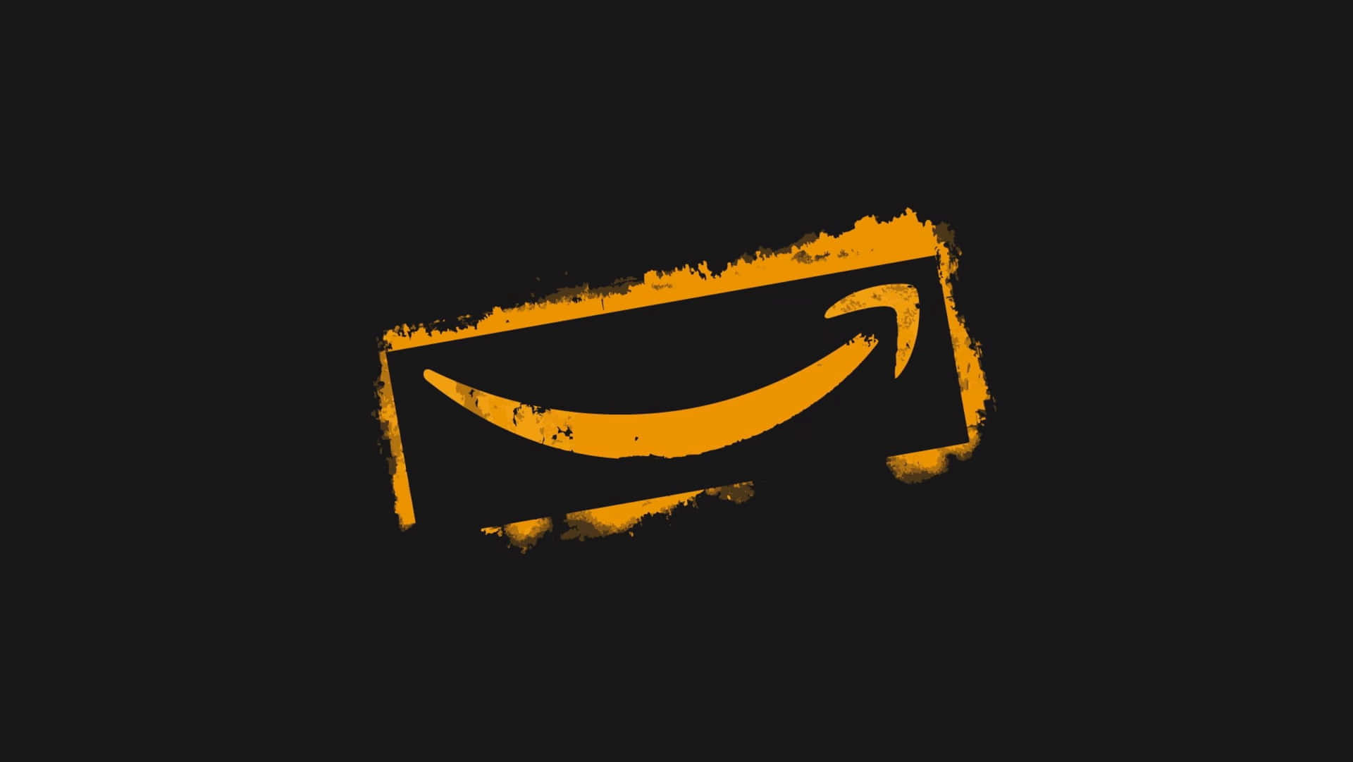橙色Amazon標誌，在黑色背景上帶有粗糙紋理邊緣