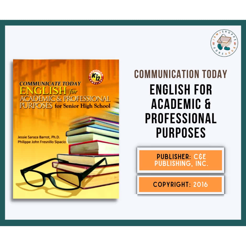 《英語學術與專業用途》書籍封面藝術圖 壁紙 — 《English for Academic & Professional Purposes》嘅書封面，特色係疊起嘅書同眼鏡，襯托溫暖嘅橙色背景。