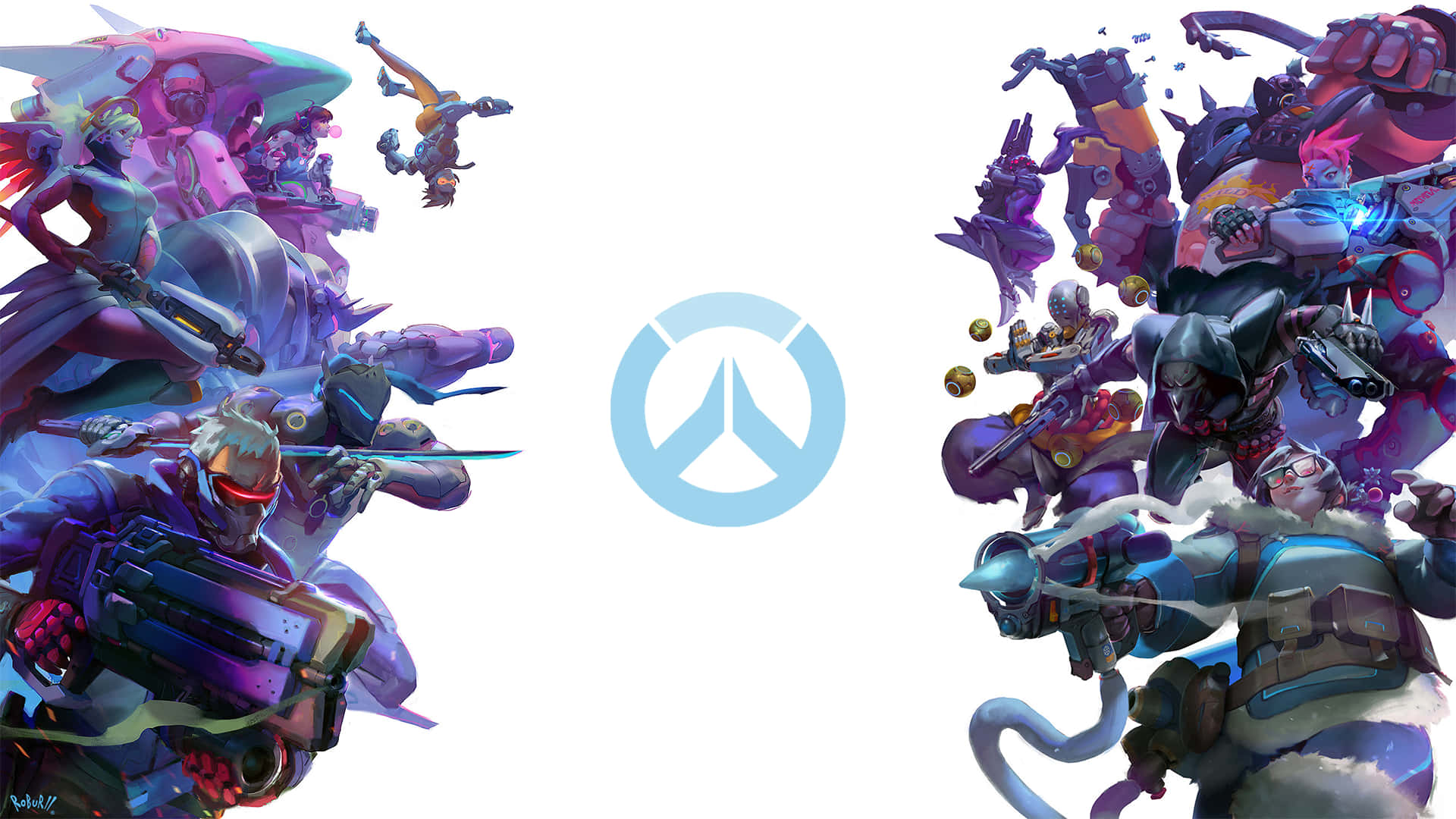 Overwatch團隊英雄以鮮豔色彩擺出動感戰鬥姿勢。