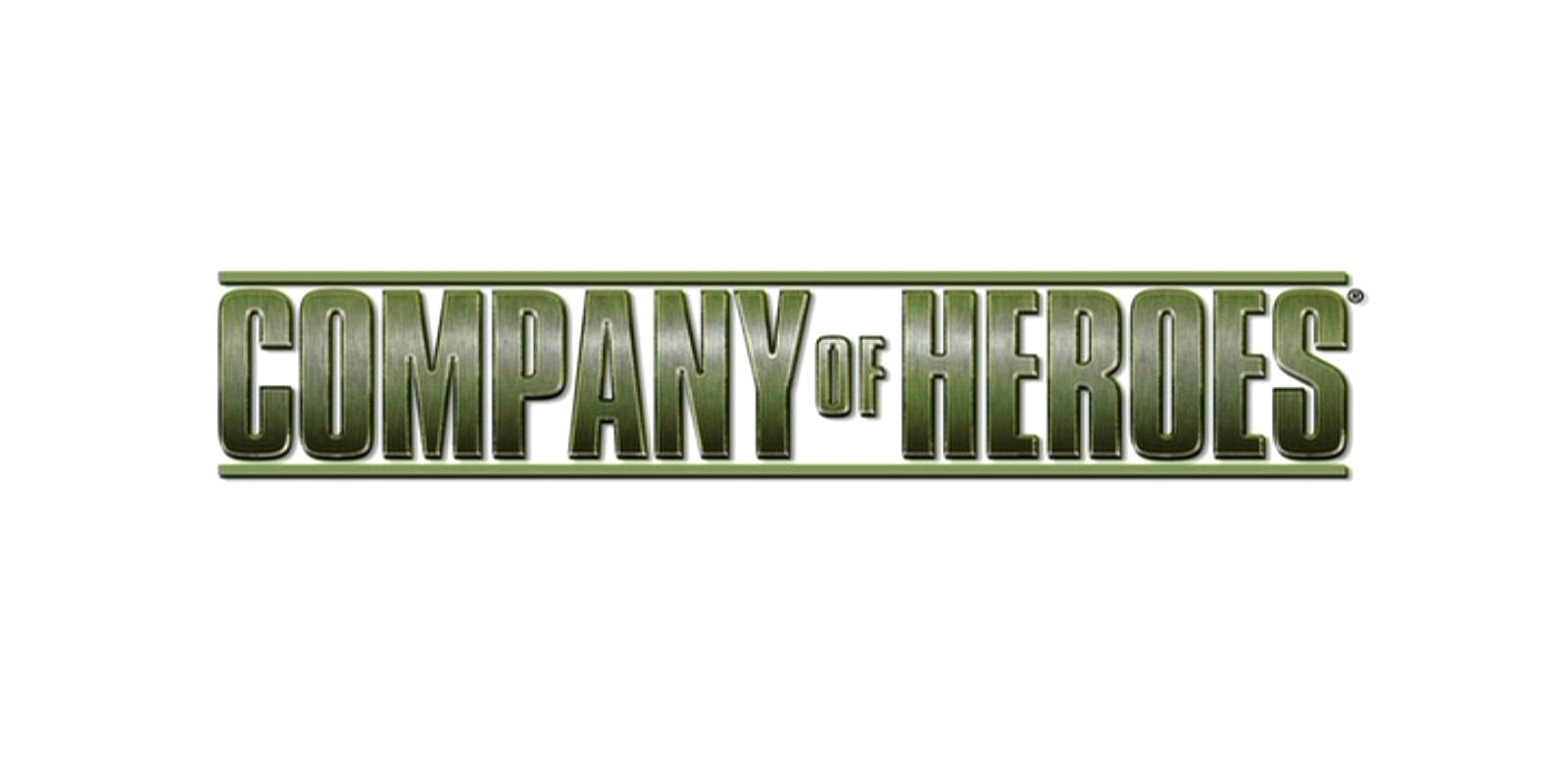 英雄連隊標題 壁紙 — Company of Heroes 的醒目綠色金屬標誌居中置於純白背景上。