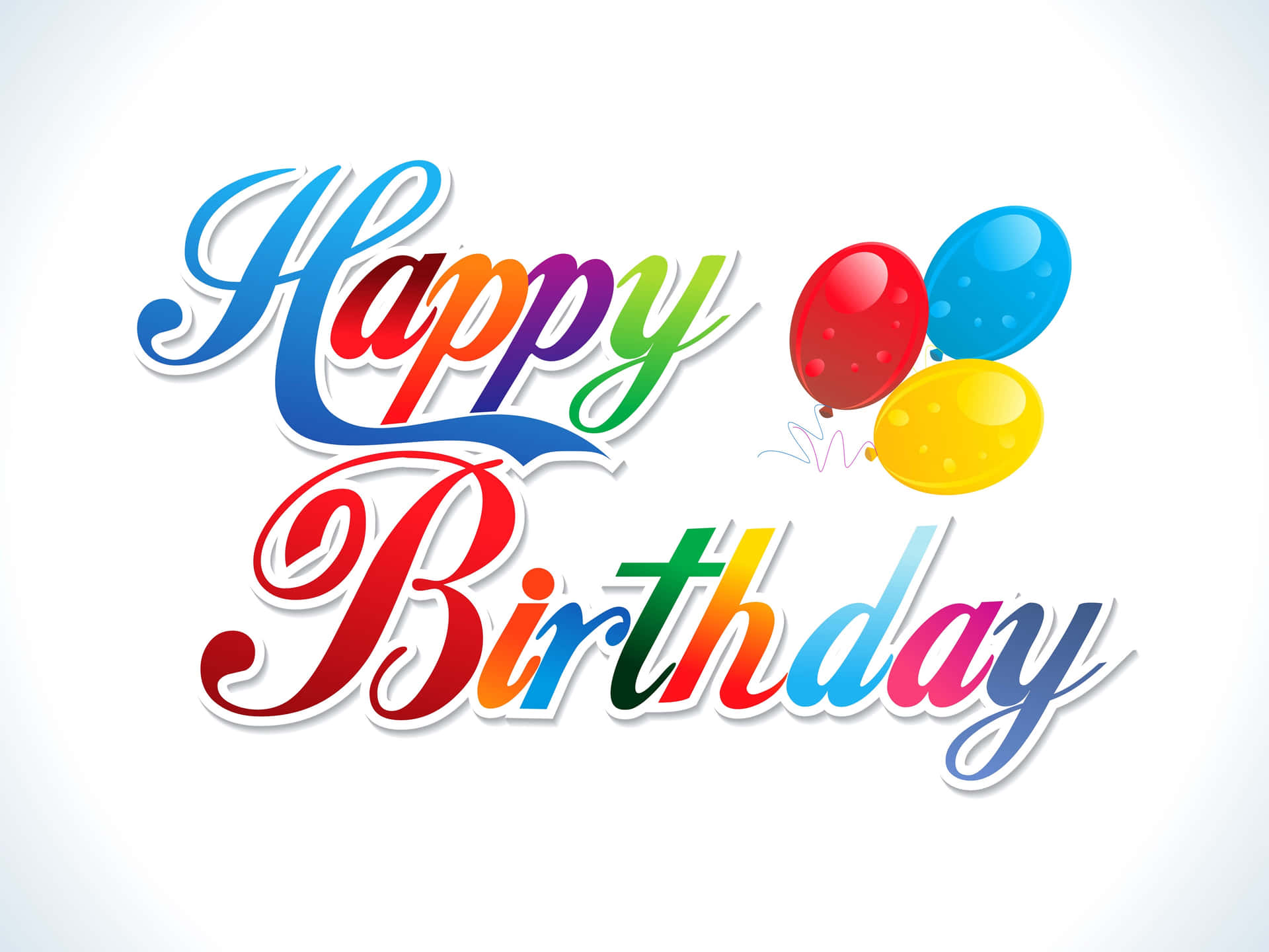 白色背景上帶有彩色氣球嘅Happy Birthday訊息。