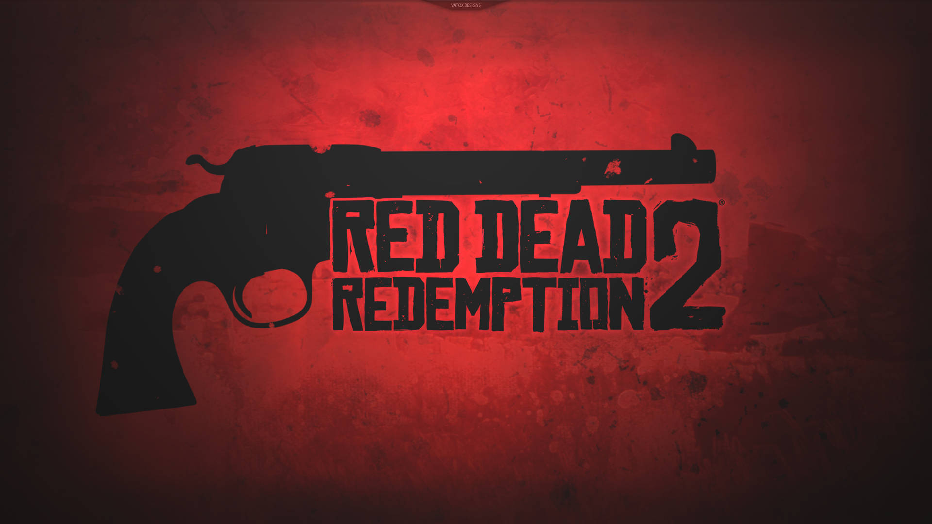 Red Dead Redemption 2 標誌，帶有左輪手槍輪廓，位於紅色紋理背景上。