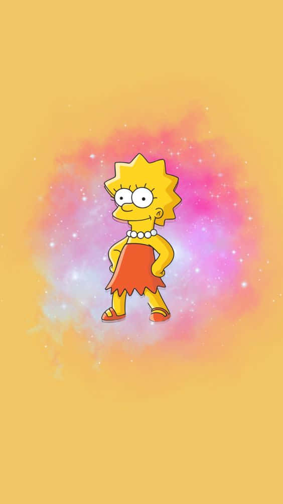 麗莎·辛普森在一個有星星和星雲背景的星系中。
