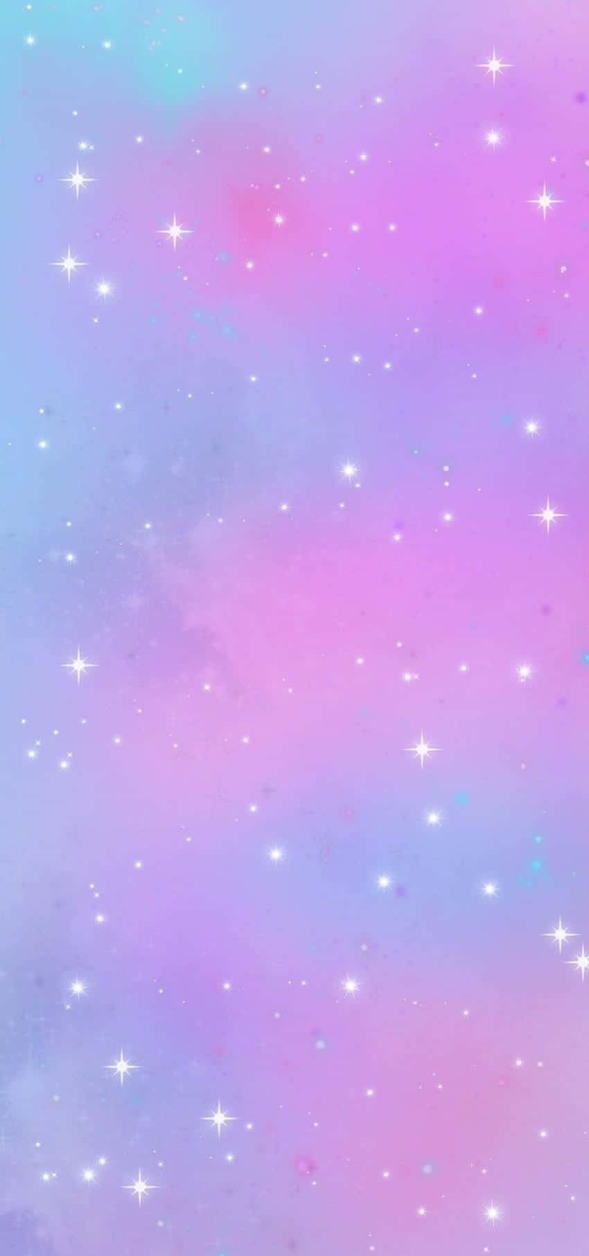 莊嚴的紫色與粉紅色背景 壁紙 — 夢幻嘅粉彩星系，閃爍嘅星星喺柔和嘅粉紅、藍同紫色調中旋轉。