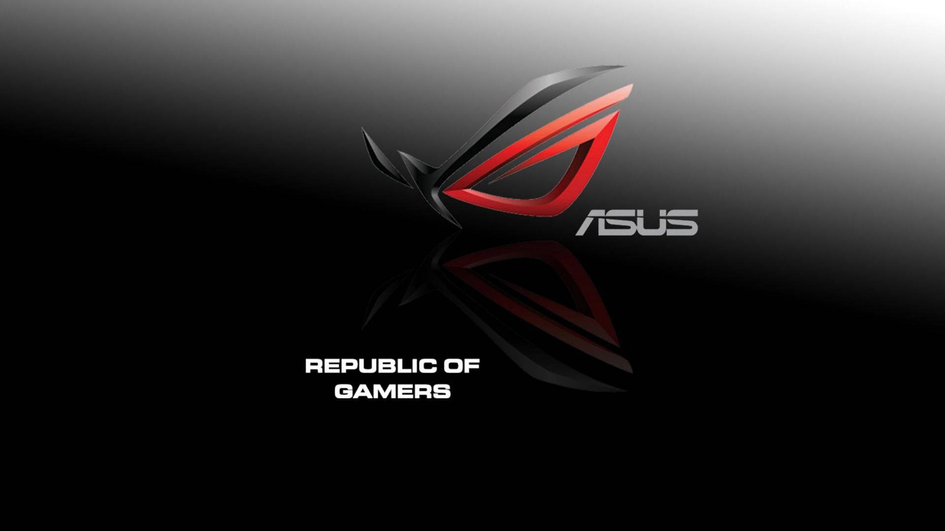 ASUS ROG標誌在深色漸變背景上反射