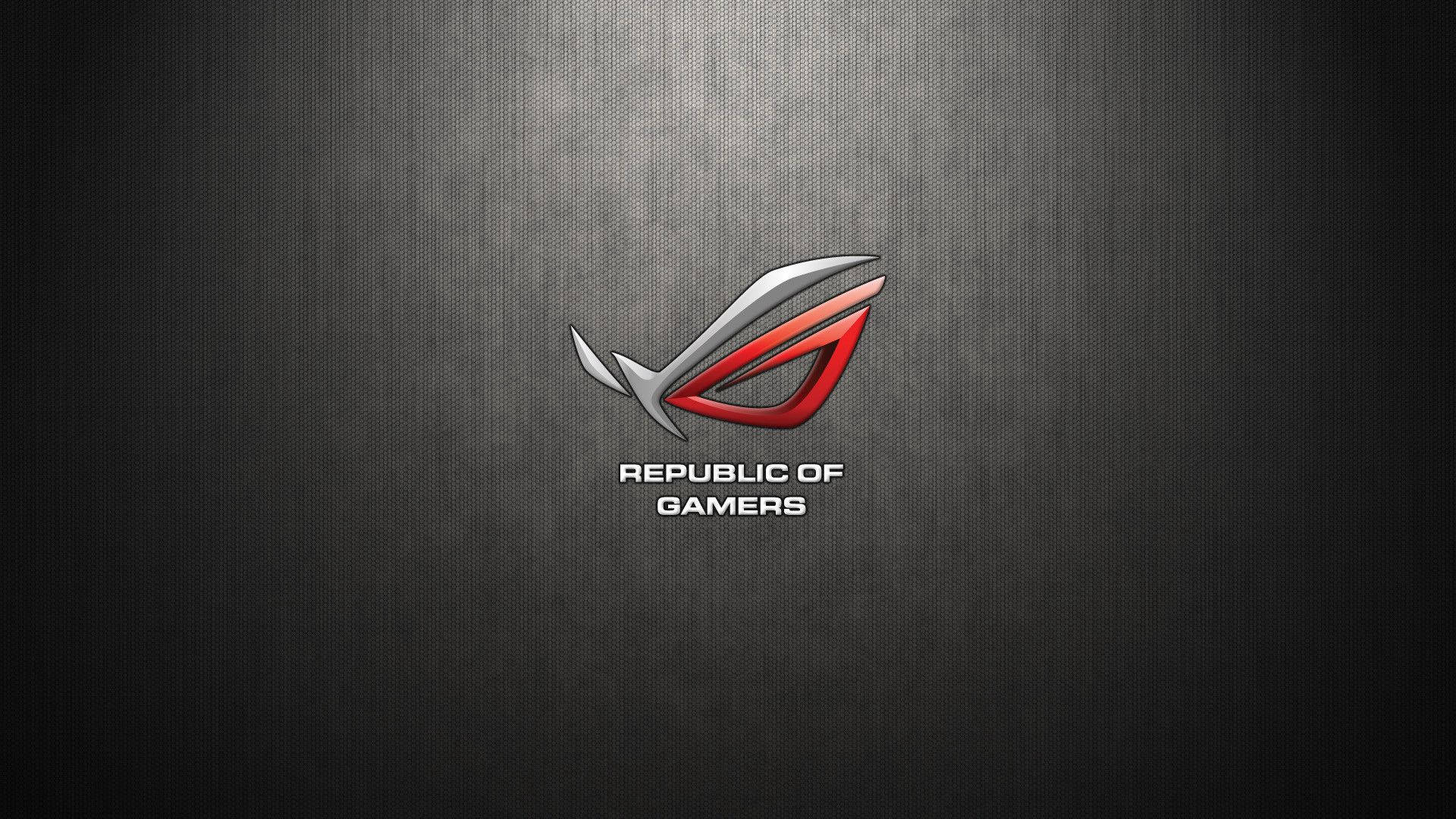 Republic of Gamers 標誌在深色紋理背景上