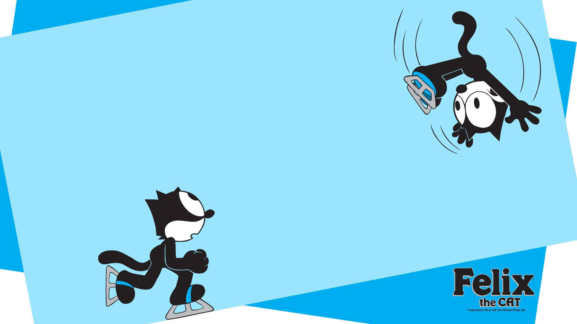Felix the Cat 溜冰時頭在空中滑稽地旋轉。