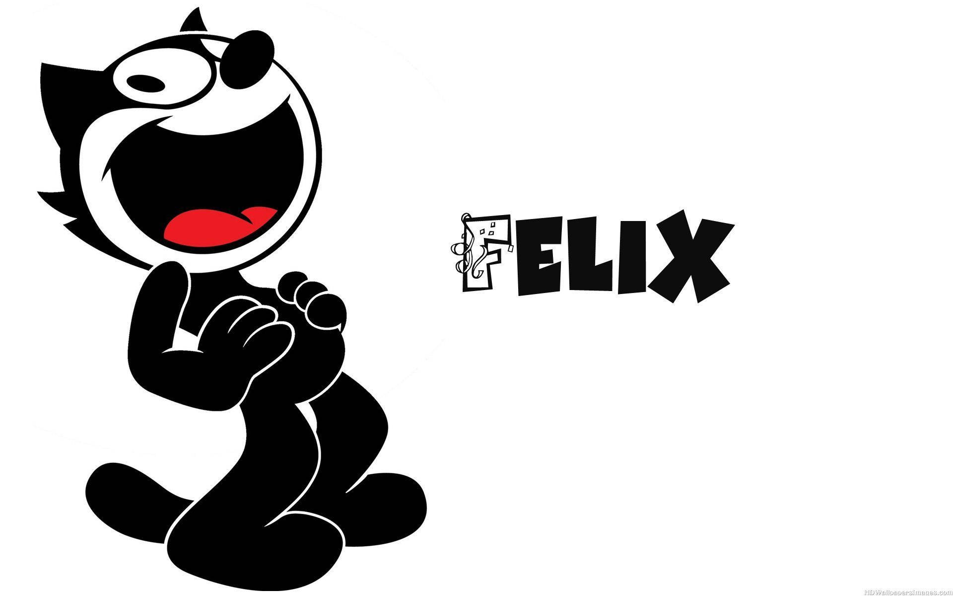 黑色卡通貓角色 Felix，大眼睛和紅嘴巴微笑。