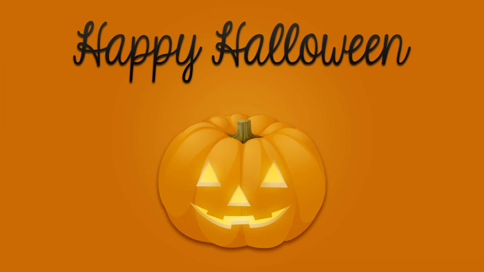 橙色背景上發光南瓜燈上方的Happy Halloween文字