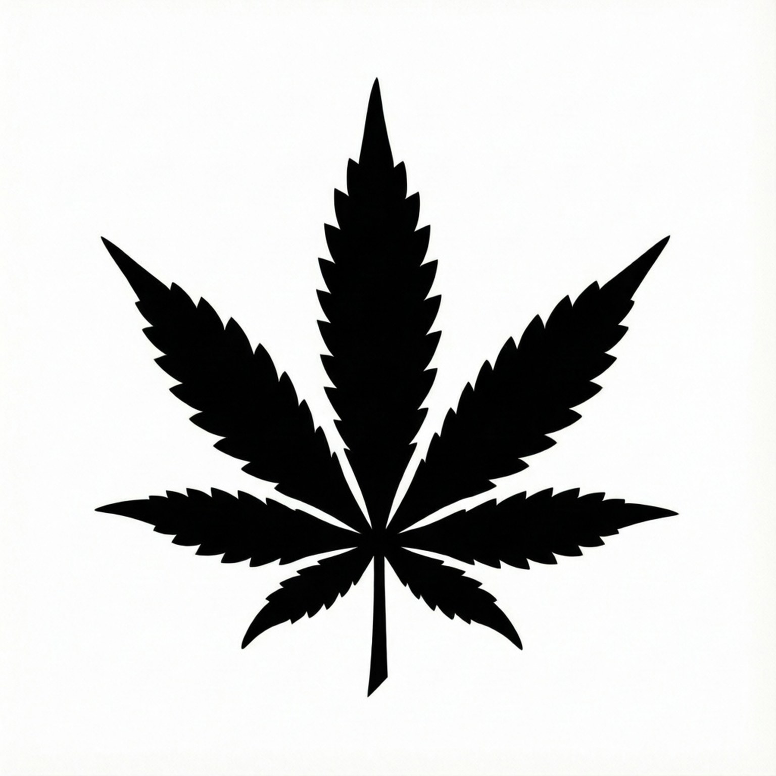 白色背景上的黑色大麻葉剪影