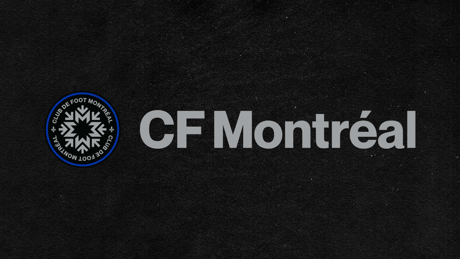 蒙特利爾衝擊隊隊徽 壁紙 — CF Montréal 標誌，帶有雪花徽章，位於紋理黑色背景上。