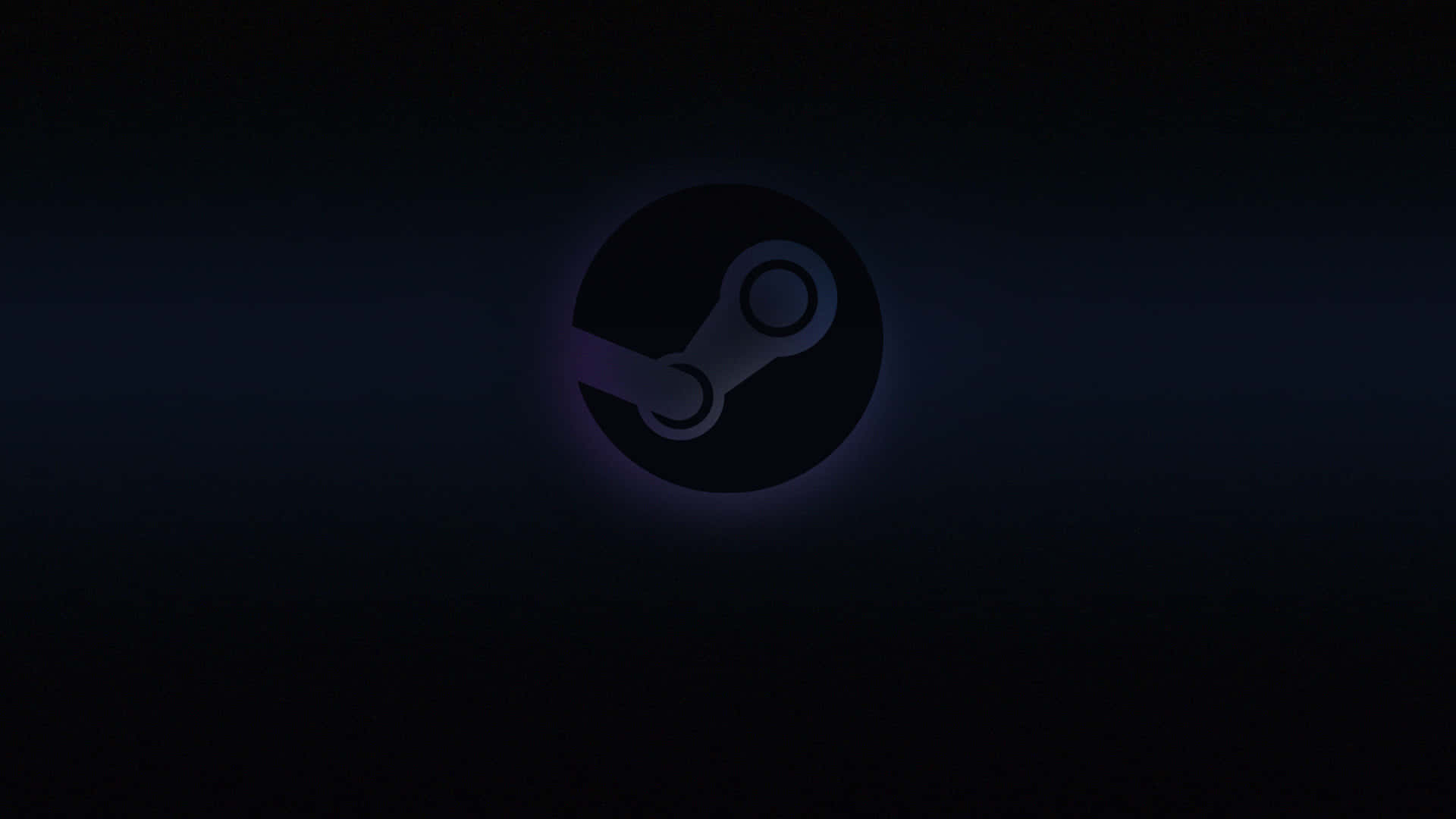 蒸汽龐克奇幻背景 壁紙 — 一個發光的Steam標誌居中於深暗藍色漸變背景，帶有微妙的光暈效果。