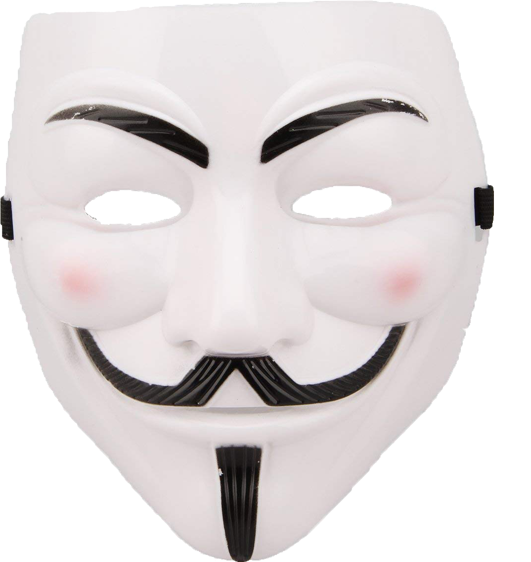 蓋伊·福克斯面具 - 匿名組織 壁紙 — 一個白色Guy Fawkes面具，帶有黑色眉毛、鬍鬚和山羊鬍，背景為純色。