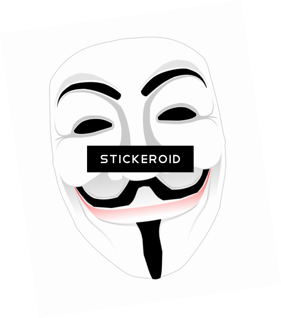 蓋伊·福克斯面具圖案 壁紙 — 一個純黑色背景上的白色蓋伊·福克斯面具，帶有寬闊的笑容和黑色眼睛。