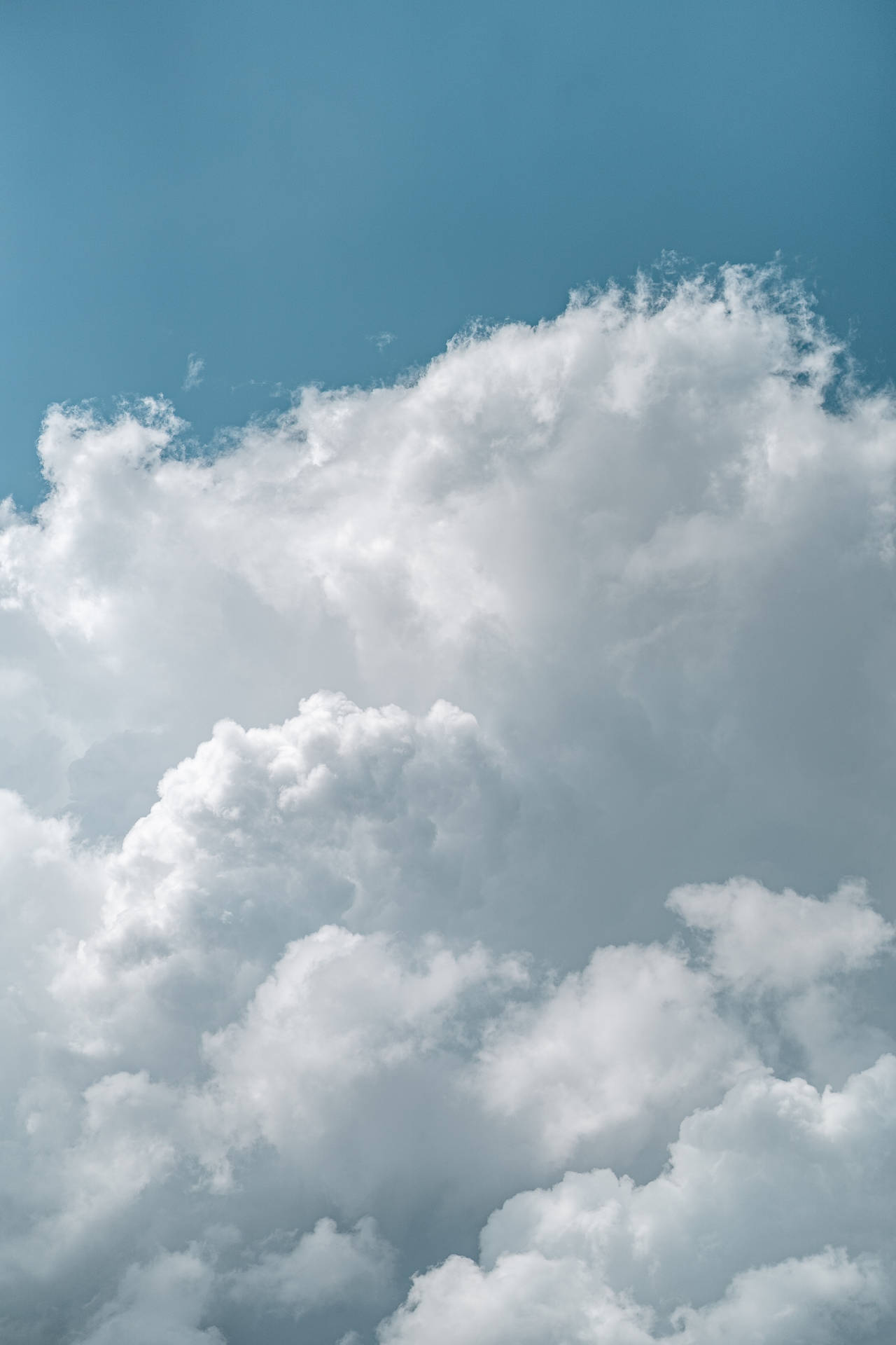 蓬鬆的白雲漂浮在清澈的藍天上