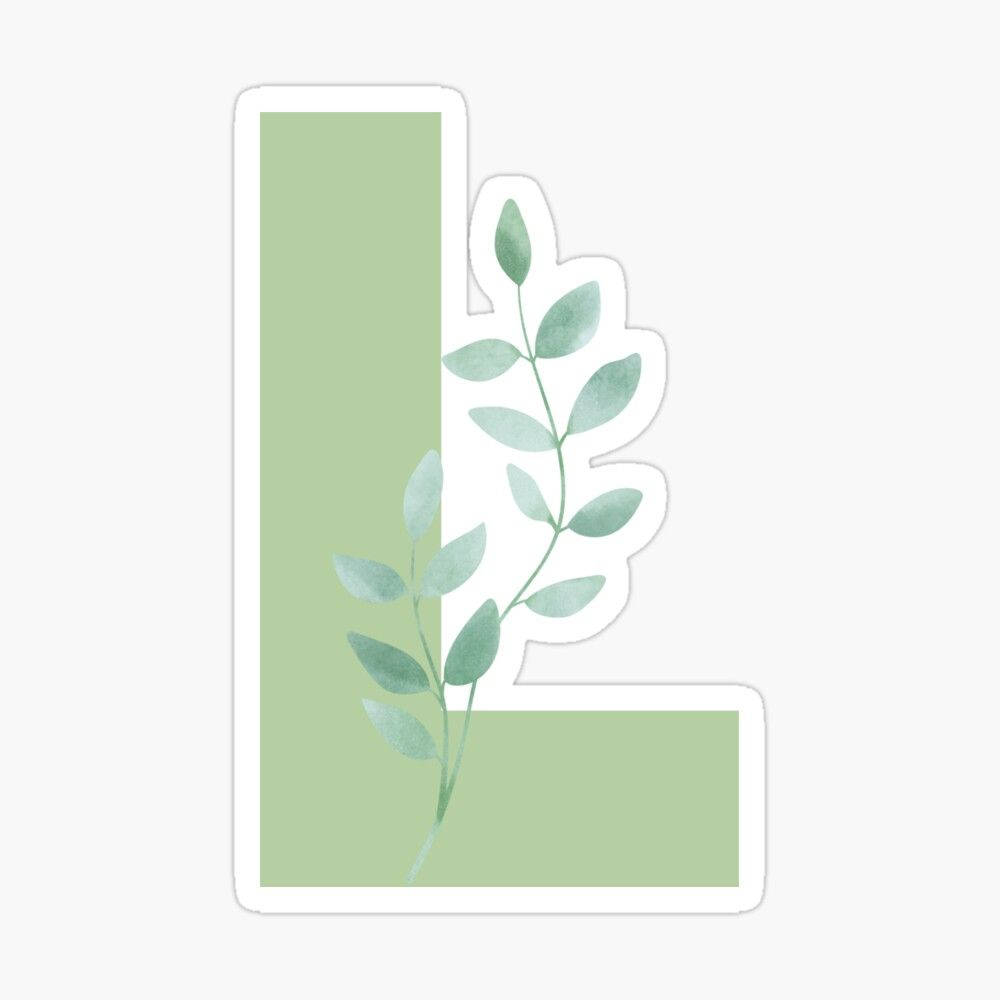 一個綠色水彩字母L，帶有從其角落生長的樹枝。
