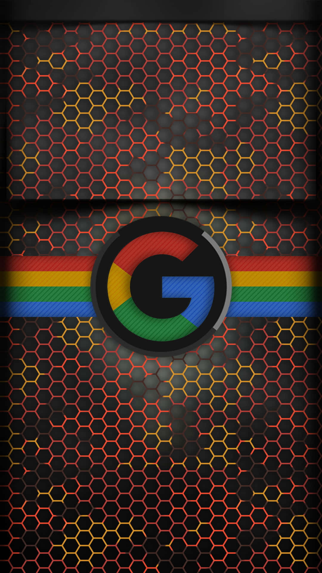 六邊形網格上的 Google 標誌，帶彩虹條紋 — Google Chrome GIF 壁紙