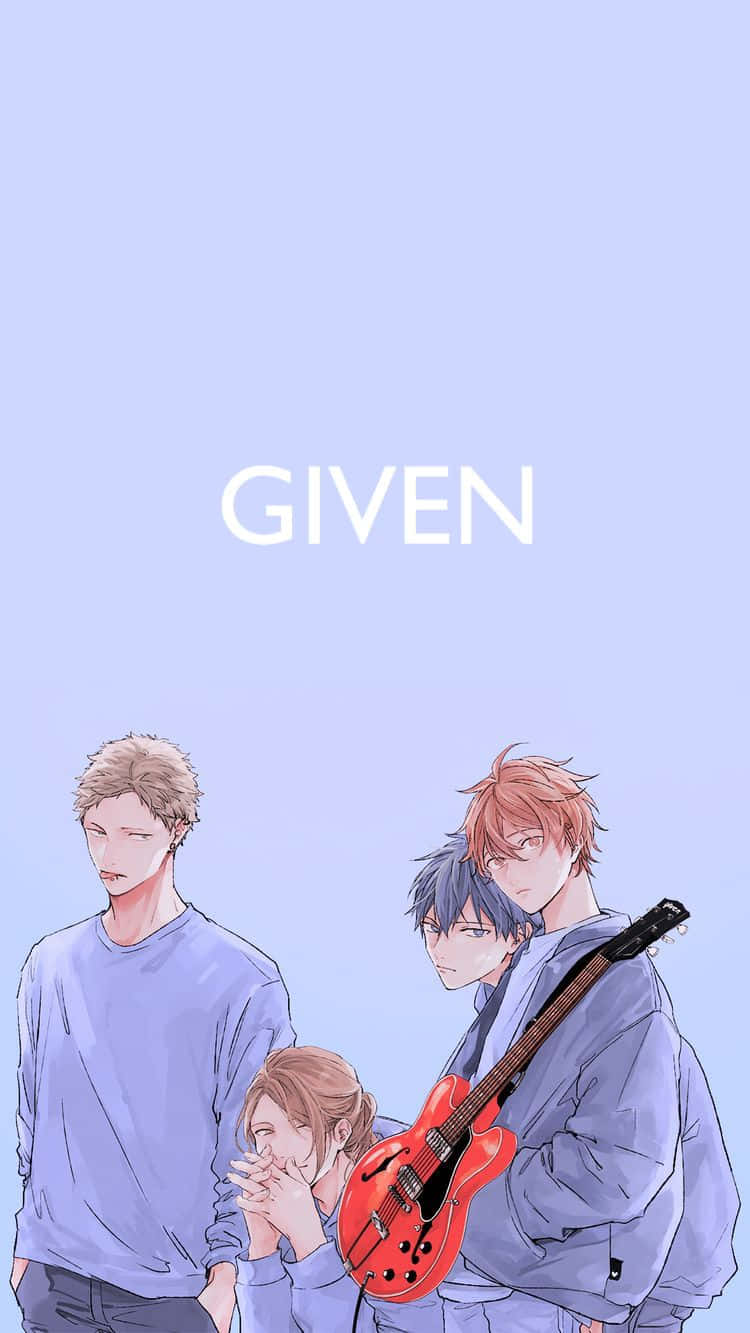 三個動畫男孩，其中一個拿著紅色結他，上面有GIVEN字樣。