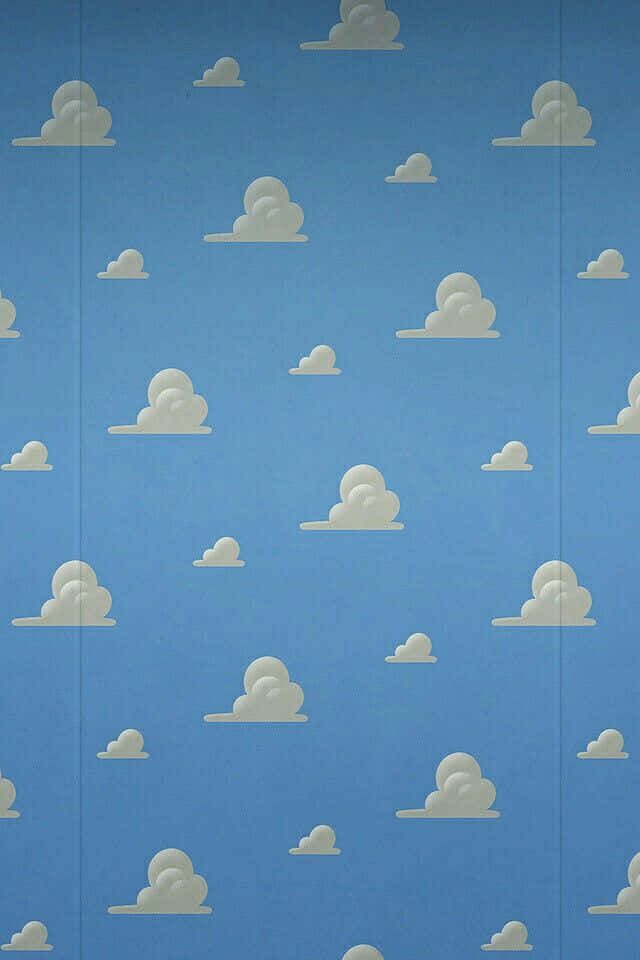 Toy Story Cloud 桌布 壁紙 — 藍天壁紙，帶有重複圖案中散落的白色卡通雲。