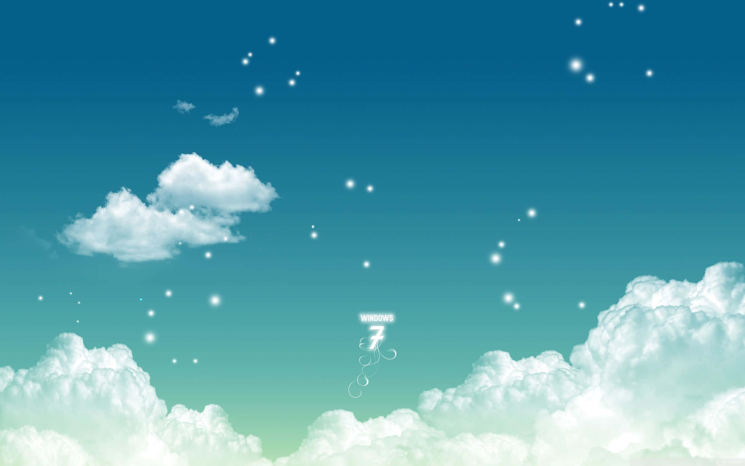 藍天白雲，有飛機飛過天空 壁紙