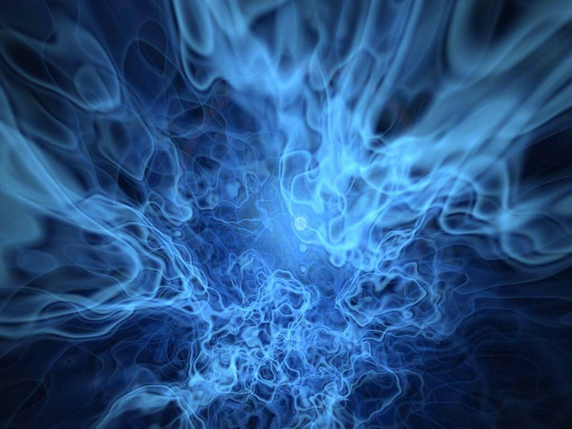 藍焰光暈 壁紙 — 充滿活力的電藍色能量像活生生的等離子體一樣在黑暗的宇宙虛空中旋轉和脈動。