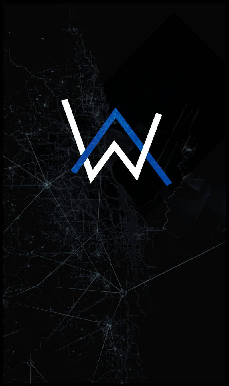 一個發光的藍色和白色「W」標誌，位於帶有網絡線條的深色城市地圖上。