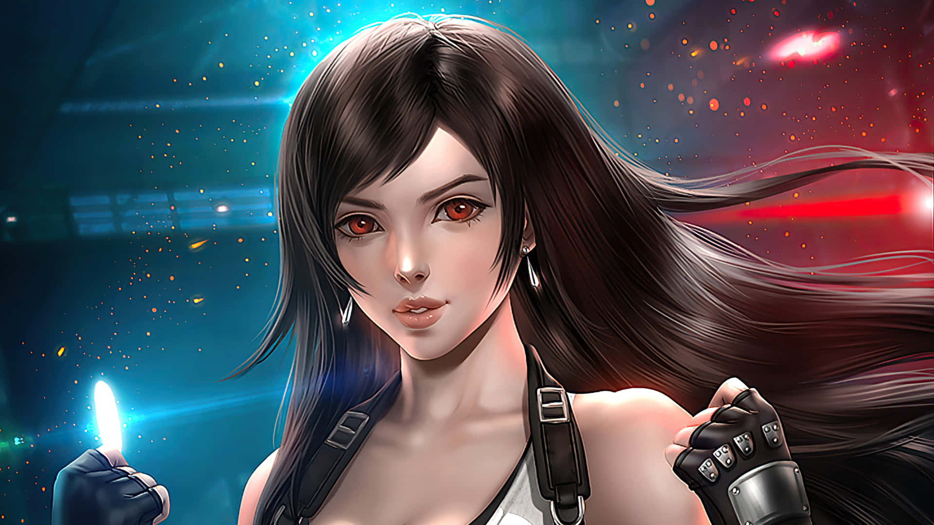 動漫戰士喺宇宙場景中擁有發光嘅眼睛同武器