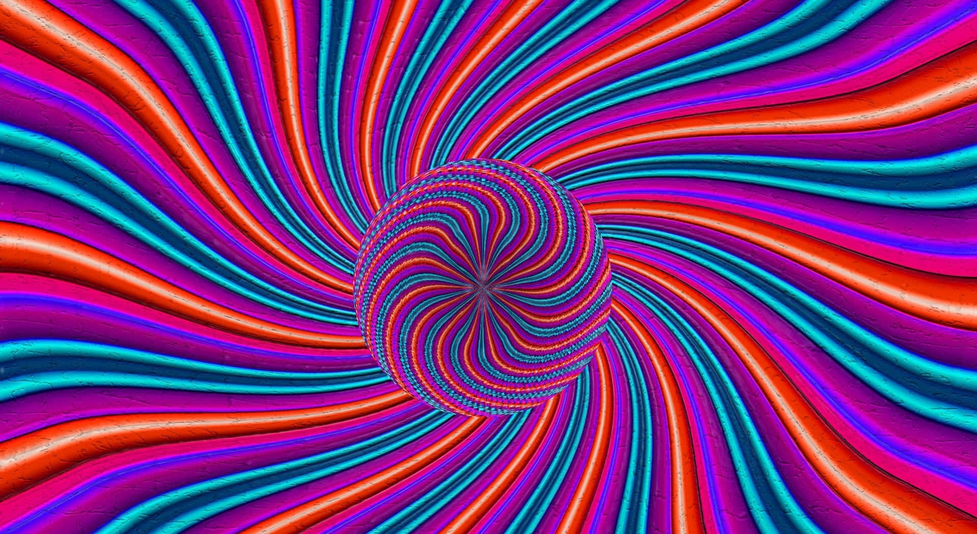 一個迷幻的數位隧道，紅色、藍色和紫色的漩渦絲帶匯聚成一個漩渦。