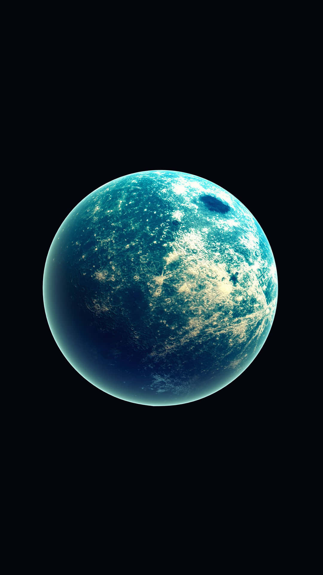 一顆帶有白色雲層的藍色行星在黑暗的宇宙中旋轉。