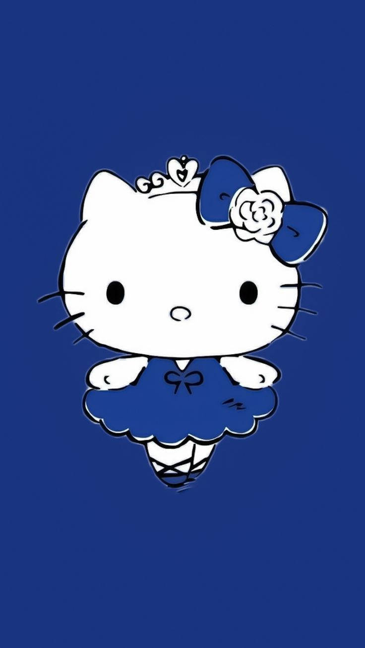 Hello Kitty 身穿藍色芭蕾舞服，戴著皇冠和蝴蝶結。 — Hello kitty 美學 GIF 壁紙
