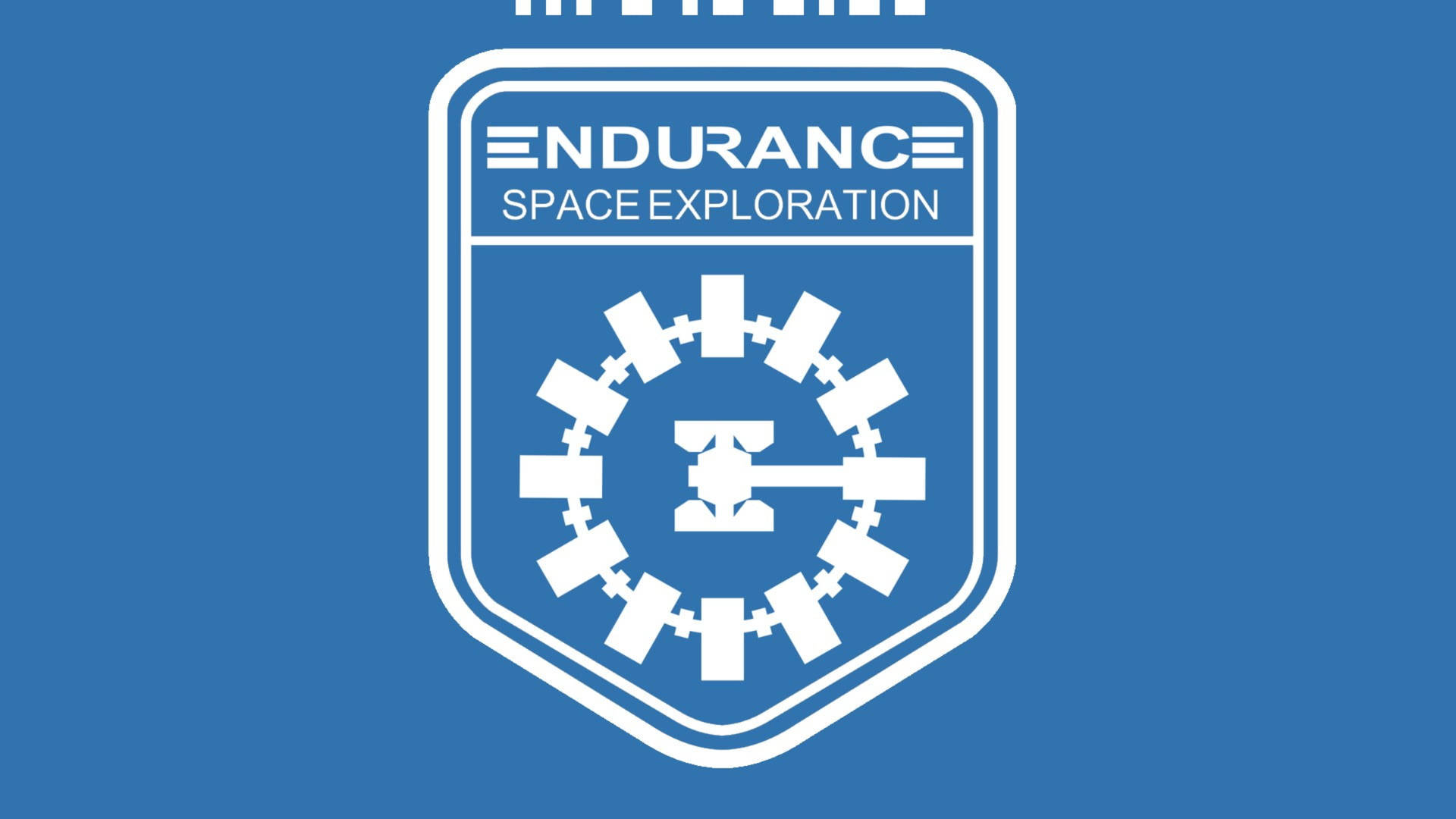 Endurance Space Exploration 標誌，藍色背景上帶有太空站圖標