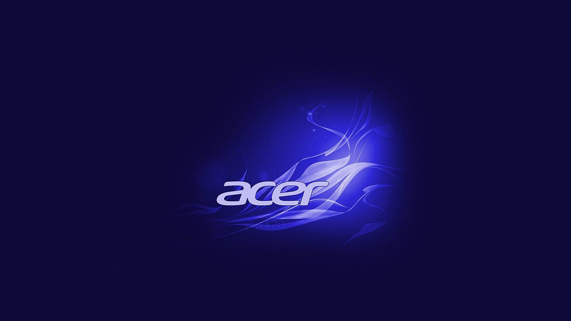 深色背景上帶有發光藍色漩渦的 Acer 標誌