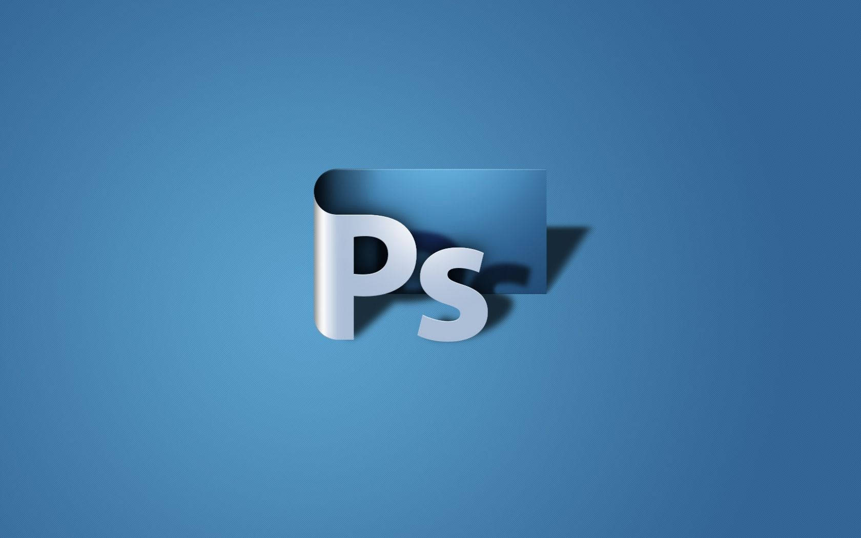 藍色背景上的3D金屬風格Adobe Photoshop Ps標誌